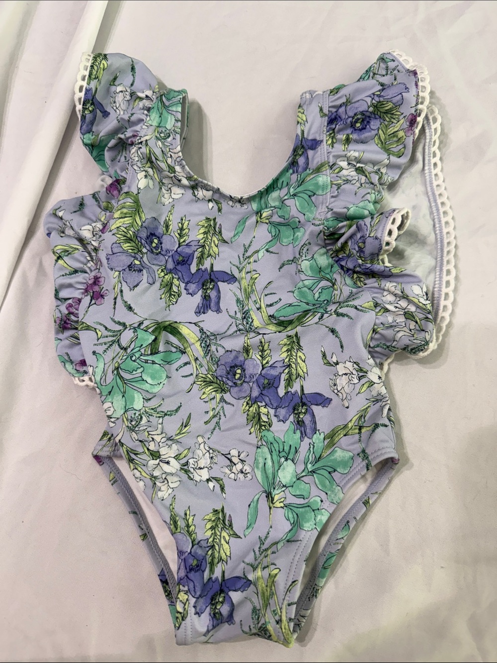 Janie and Jack Lavender Floral Ruffle One-Piece Swimsuit